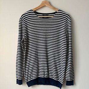 Pull&Bear Navy & White Striped Knit Sweater – Size M